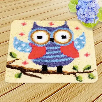 

45*45 CM Latch Hook Cushion Rug Kits DIY Needlework Unfinished Crocheting Rug Yarn Mat Embroidery Carpet Home Decor Handmade F