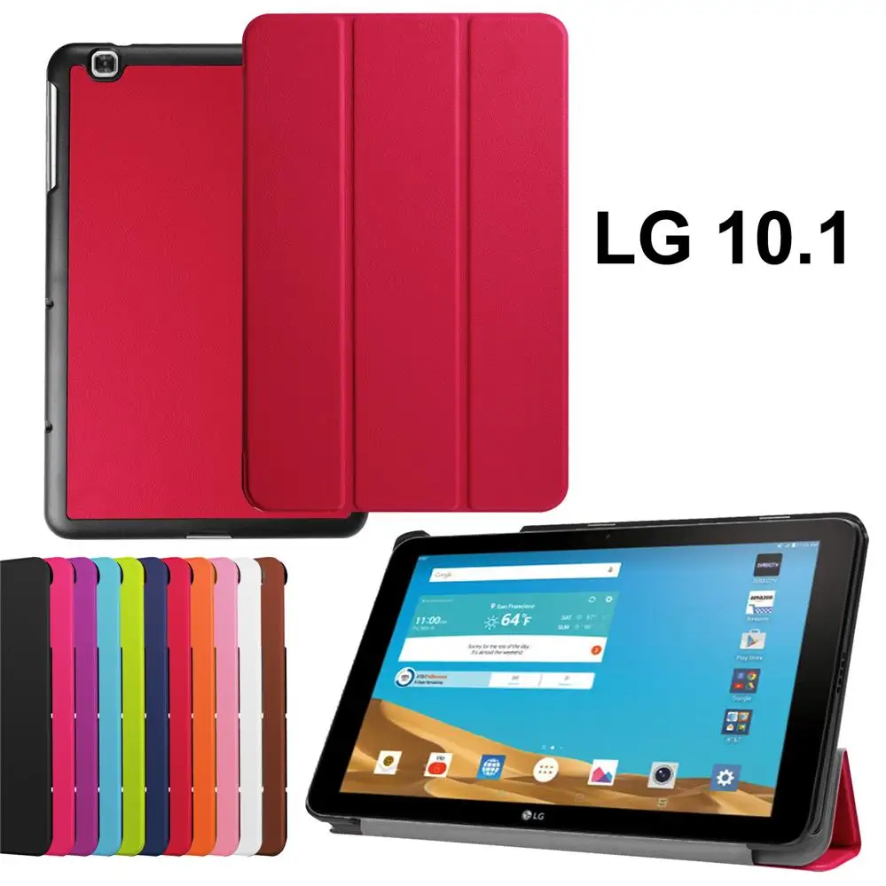 Red Чехол для LG G PAD X 10,1 V930 ультра тонкий магнитный стенд флип Смарт Пробуждение Funda защитный чехол для планшета Whit стилус - Цвет: Red