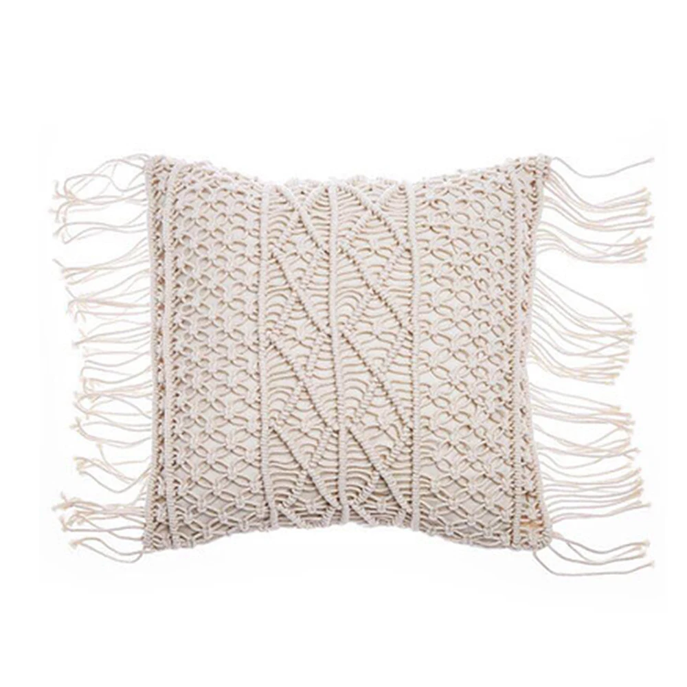 

Macrame Hand-woven Cotton Thread Pillow Covers 100% Cotton Linen Geometry Bohemia Cushion Covers Home Decor 45*45cm