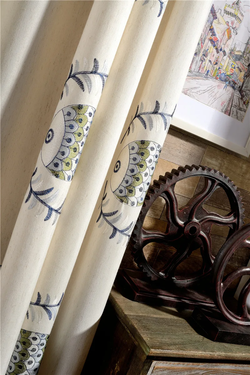 [Fish And Fishing] Manufacturers Direct Selling Curtain Cotton Linen Embroidery Bedroom Living Room Library Balcony Shade Curtai