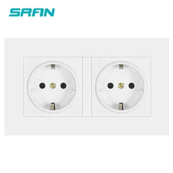SRAN EU Wall Power Socket White PC แผงกรอบคู่ซ็อกเก็ต146มม.* 86มม.บ้านตกแต่งสำหรับสี่เหลี่ยมผืนผ้ากล่องติดตั้ง 1