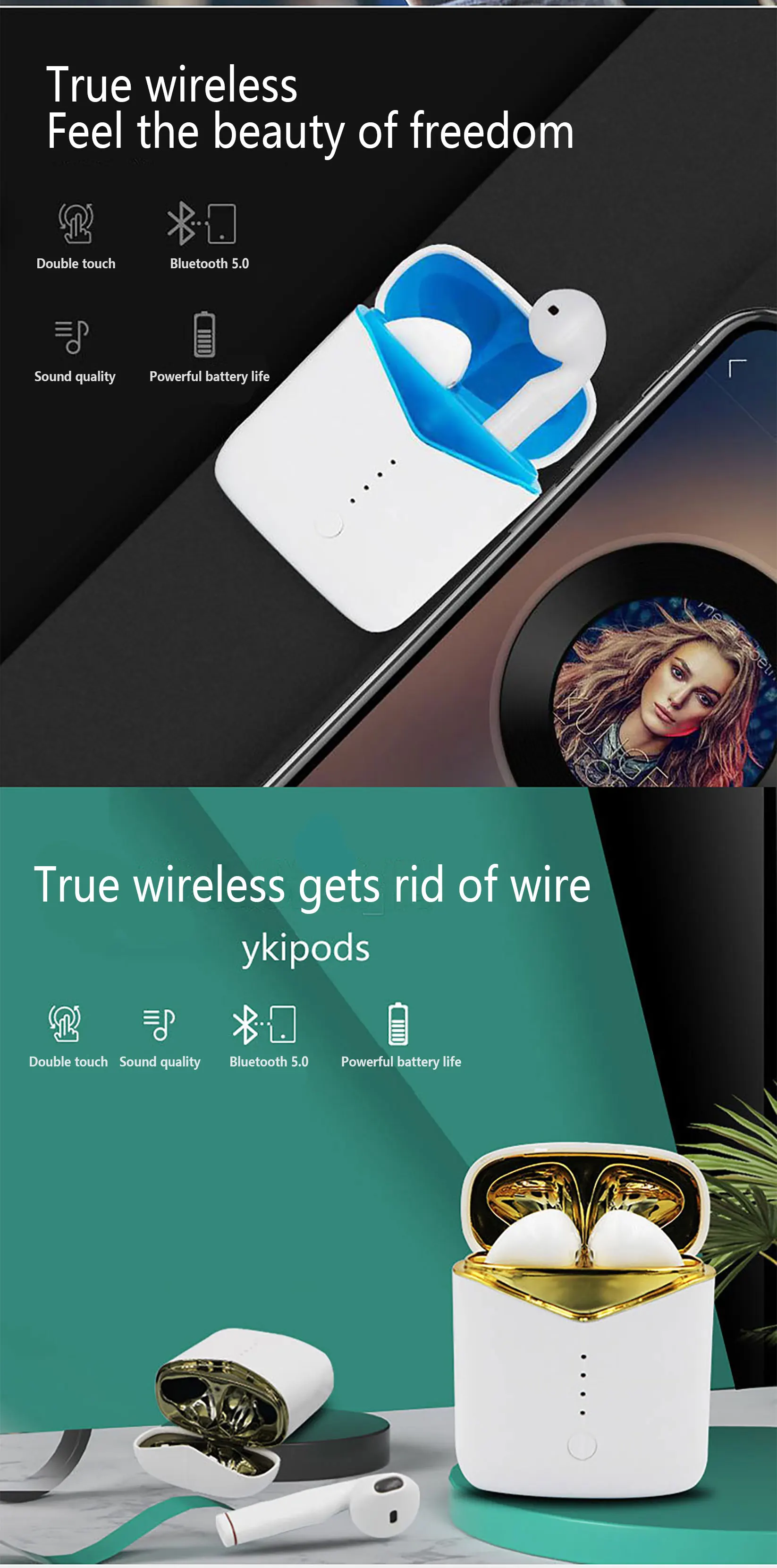 Беспроводная bluetooth-гарнитура UTHAI D46 5.0TWS, сенсорная Водонепроницаемая HD стерео гарнитура с шумоподавлением