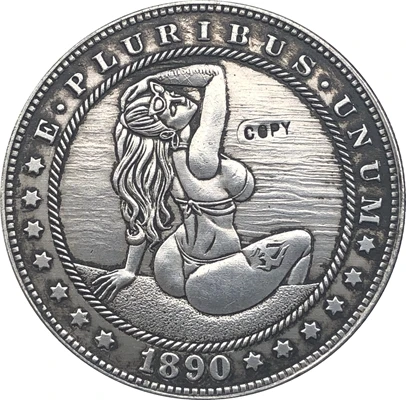 Медная копия Hobo Nickel американский Морган 1890 CC тип 130|Безвалютные монеты| |