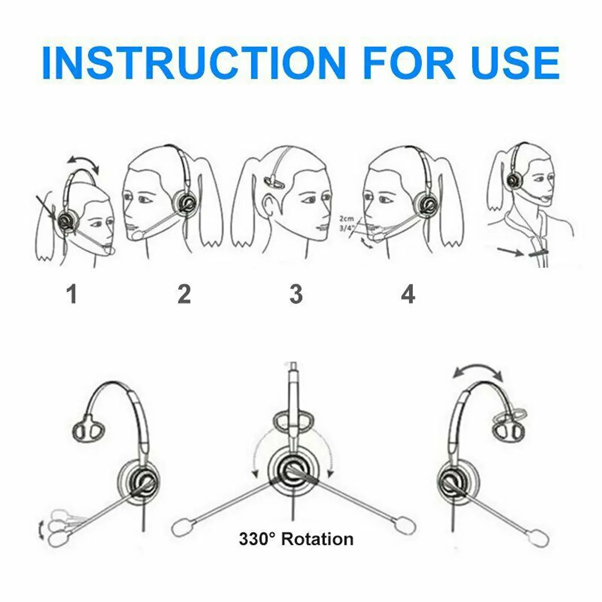 3 5mm USB Headset Handsfree Headphones with Noise Cancelling Mic Adjustable Call Tuning Mute Control for Call Center PC Computer