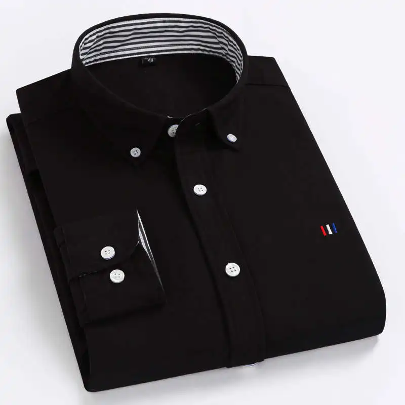 BOLUBAO Casual Brand Men's Lapel Shirts Male British Style Long Sleeve Shirts Mens Single-Breasted Dress Shirt Top - Цвет: Black JingFang15