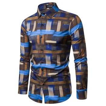 

Mens Dress Shirts Spring 2020 Long Sleeve Shirt Men's Digital Print Shirt Streetwear