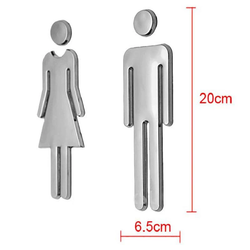 MEN /& WOMEN Toilet//Loo//Bathroom//Restroom//WC Door Sign Adhesive Plaque Silver