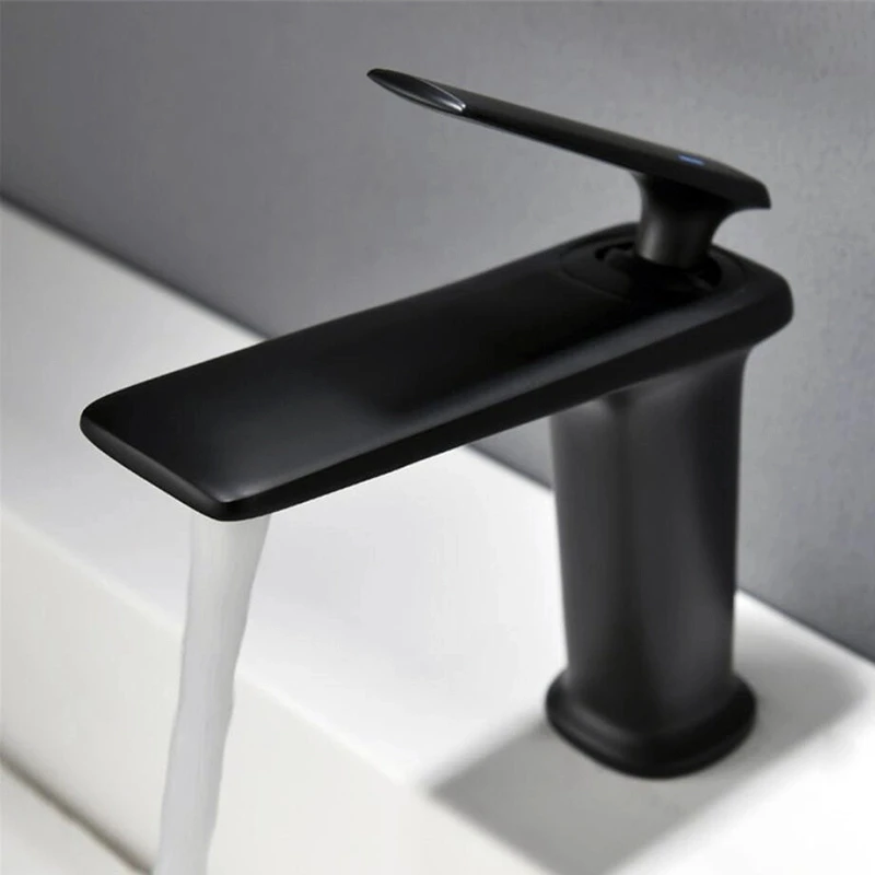 

Bathroom Basin Faucets Solid Brass Deck Mounted Single Handle Hot & Cold Polished Chrome Lavatory Sink Mixer tap Black & Gold