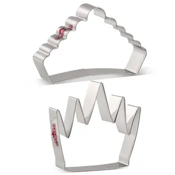 

KENIAO Crown Cookie Cutter Set - 2 Piece - King's and Princess's Crown Biscuit Fondant Cutters - Stainless Steel