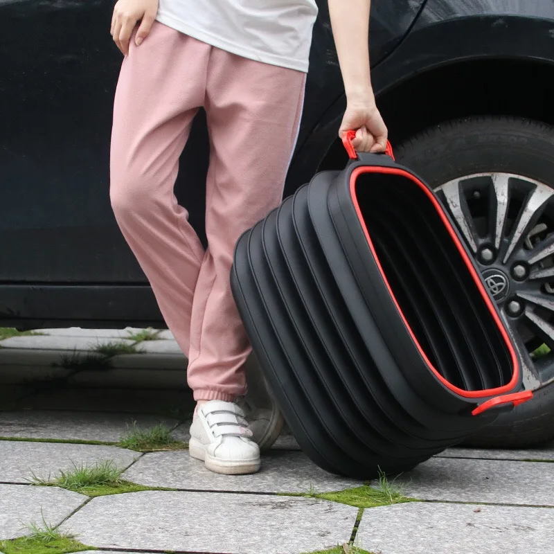 

Auto supplies backup box retractable foldable backup box receptacle box multifunctional sundry bucket black belt cover 60L