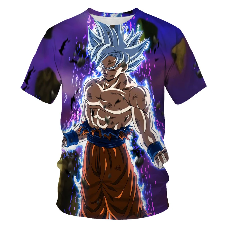 New Men's Summer Short Sleeve Round Neck T-shirt Fashion 3D Printing Dragon Ball Series New Men's Tops Parent-child Wear