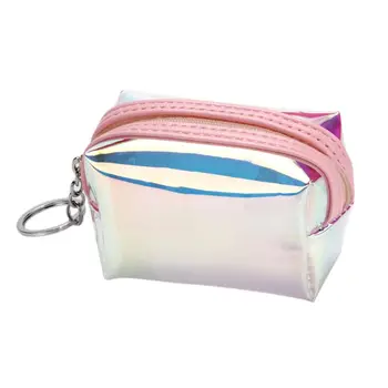 

Fashion Mini Holographic Laser Wallet Pouch Purse Zipper Coin Bag Key Chain Keyring