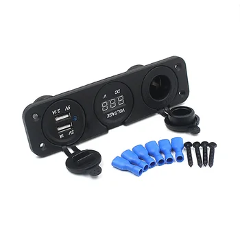 

Switch Panel for Motorcycle Boat Car red Digital LED voltmeter Adapter 12V Cigarette Lighter Socket With Dual USB Charger Port