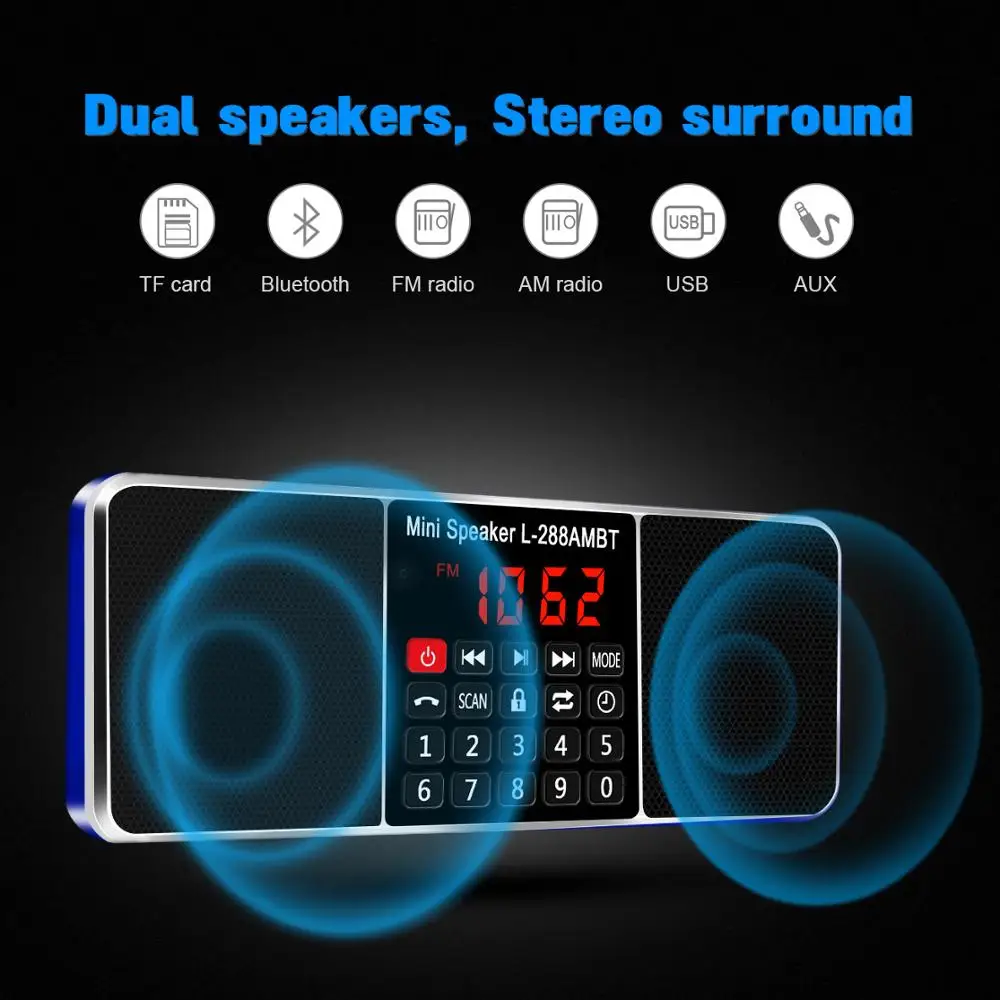 Lefon Портативный AM FM Радио стерео приемник Bluetooth беспроводной динамик поддержка TF SD карты USB диск AUX MP3 светодиодный дисплей громкой связи