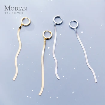 

Modian Genuine 925 Sterling Silver Snake Chain Geometric Hoop Earring for Women Fashion Wedding Engagement Party Fine Jewelry