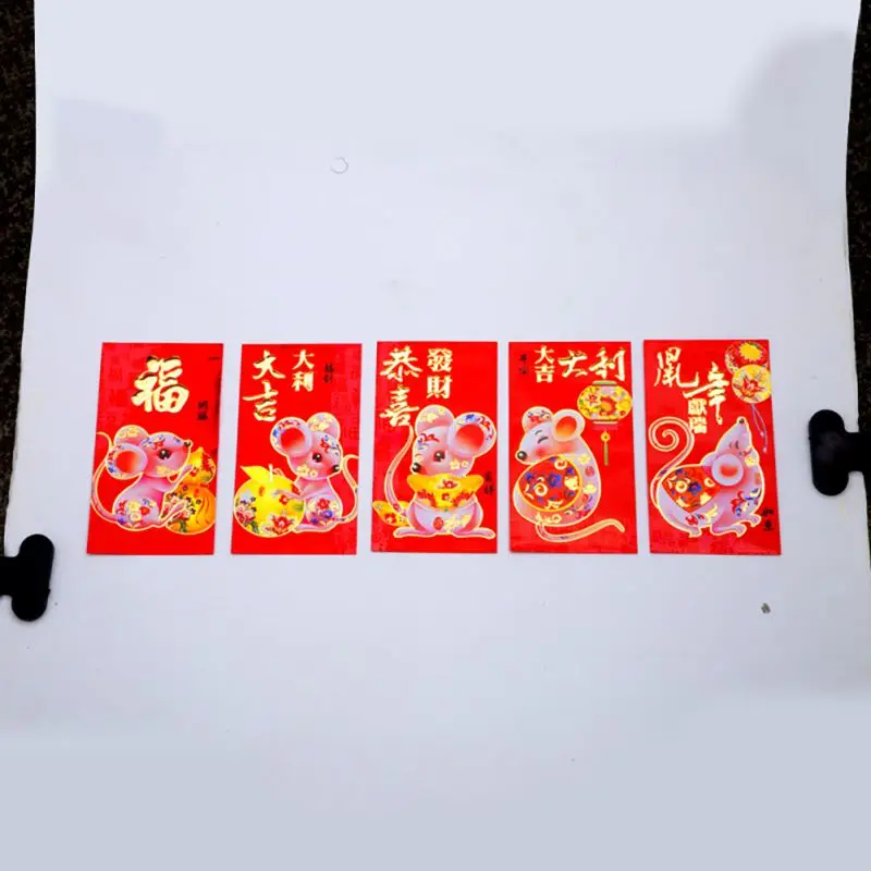 Китайские красные конверты, новогодний пакет для мыши, красные конверты для счастливой крысы на год
