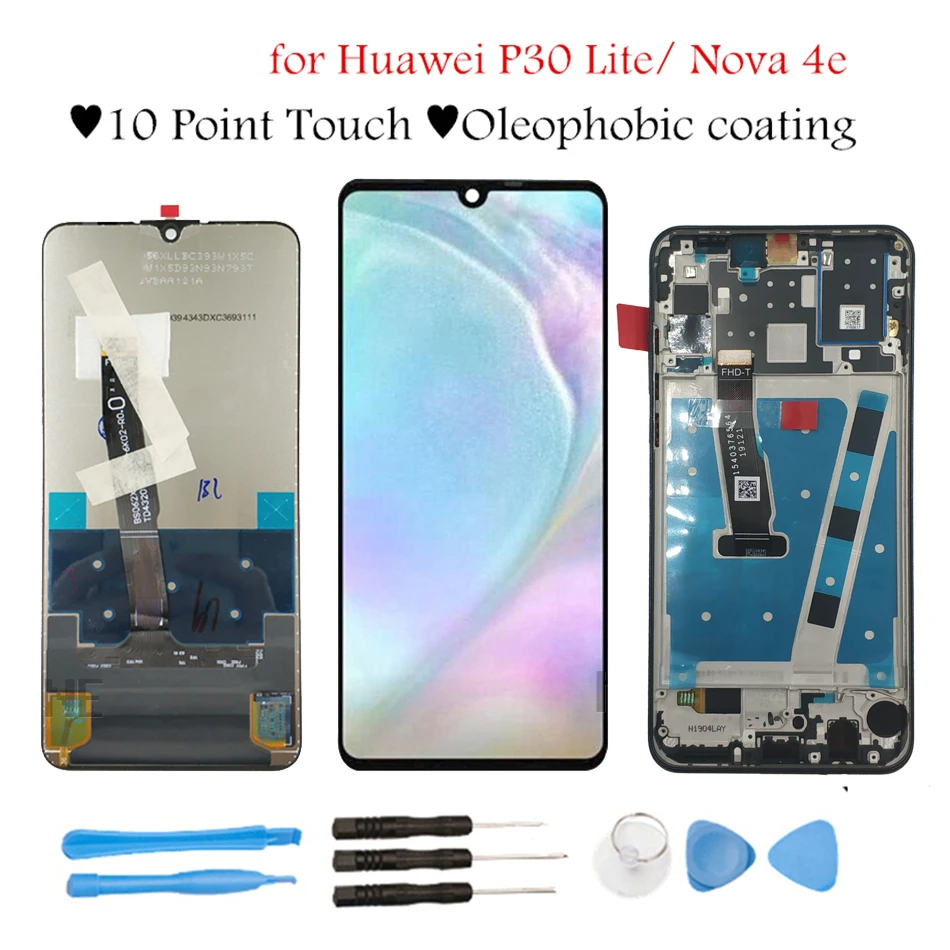 6,1" для huawei P30 Lite/Nova 4E ЖК-дисплей кодирующий преобразователь сенсорного экрана в сборе ЖК-дисплей P30 Lite запасные части