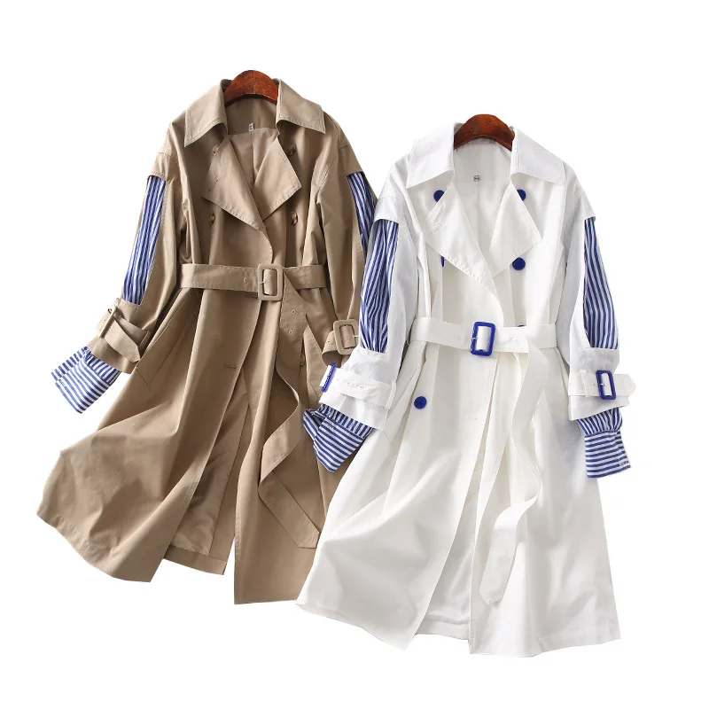 

A Generation of Leucorrhea Belt Waist Hugging Mid-length Double Breasted Trench Coat Women's Entity