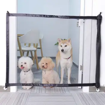

Magic Pet Dog Gate Ingenious Mesh Dog Fence Cage For Indoor Outdoor Black Safety Pet Dog Gate Easy to Use Enclosure Pet supplies