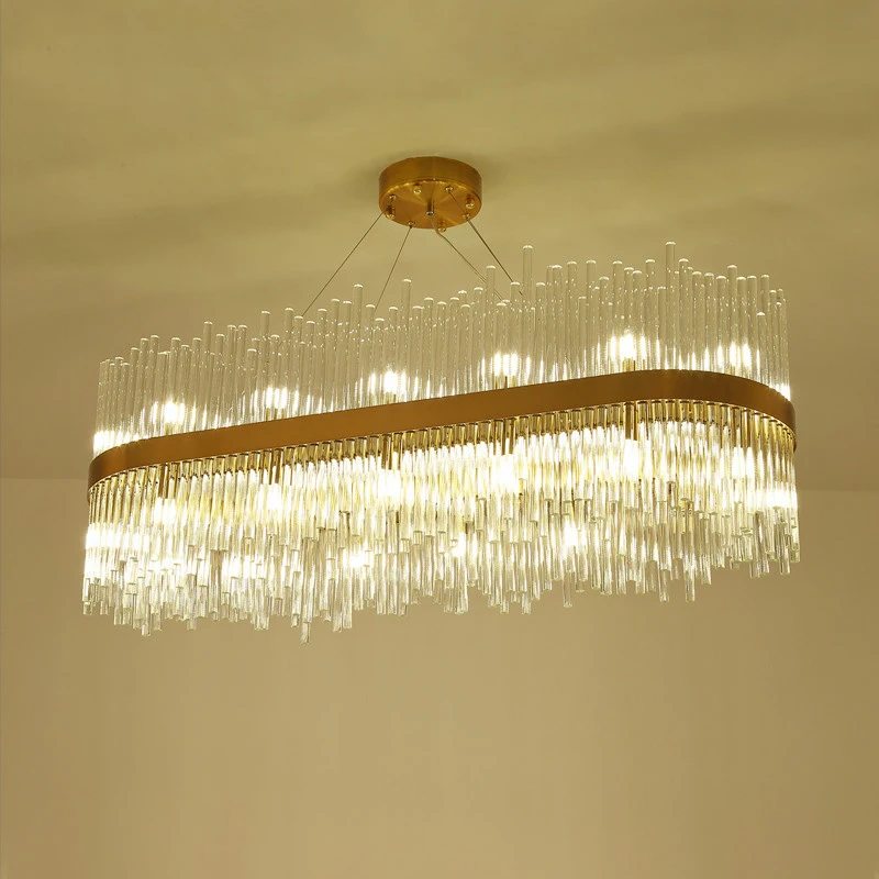 

Nordic LED Gold Oval Crystal Chandeliers Restaurant Decoration Ceiling Chandelier Modern Home Decoration Chandelier Indoor Light