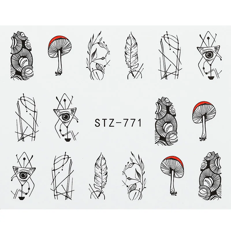 1 шт ногтей воды стикер DIY черный абстрактное изображение искусства ногтя бумаги украшения маникюра - Цвет: STZ-771