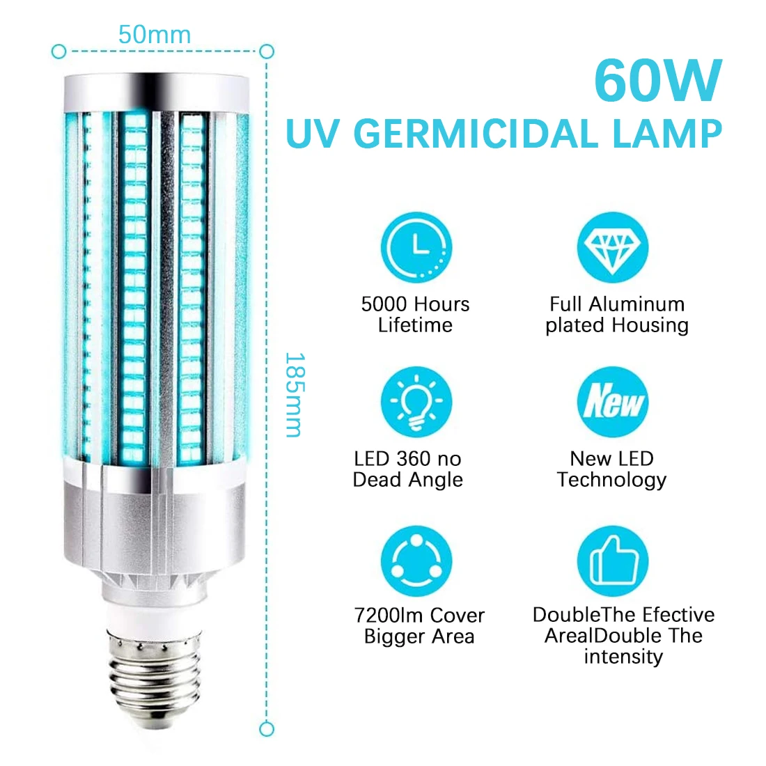 

2020 60W UV Disinfectant Light Remote Control timing E26/E27 Germicidal LED Bulb UVC Light Bulb LED Killing Virus Mite Bacteria