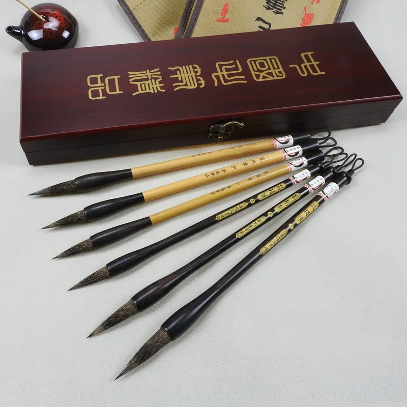 Chinese Calligraphy Brush Set Chinese Huzhou Mouse Whisker Brush for Chinese Painting Writing Tinta China Caligrafia 2pcs