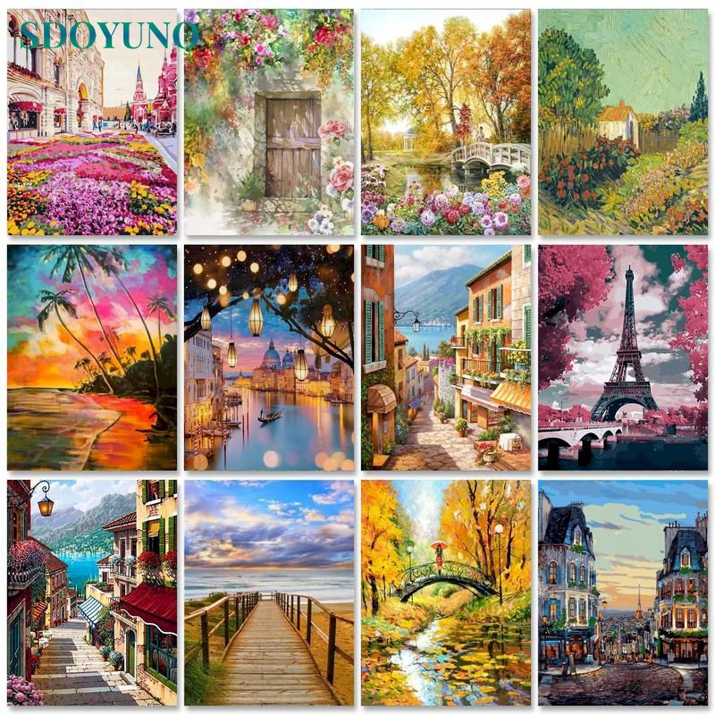 Home Decor Paint Number Package 60x75cm Oil Paint Numbers Scenery