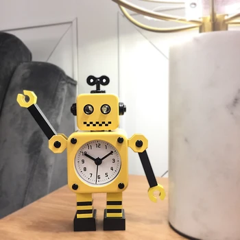 

Bedside Girls Cute Cartoon Robot Alarm Clock Kids Table Hours Desk Portable Alarm Clock Unique Klokje Modern Table Clocks OO50AC