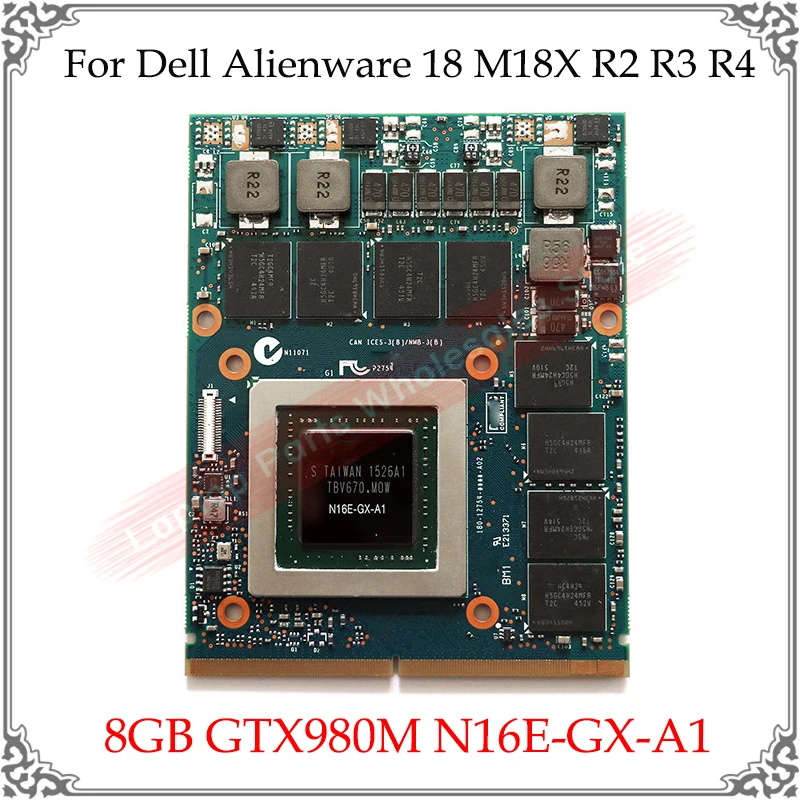 Original GTX980m Graphics Card N16E-GX-A1 8G For Dell Alienware 18 M18X R2 R3 R4 8GB GTX 980M GDDR5 Video Tested | Компьютеры и офис