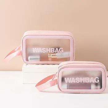 

Simple Style Cosmetics Daily Necessities Portable Storage Transparent Cosmetic Bag Travel Large Capacity Waterproof Storage Bag