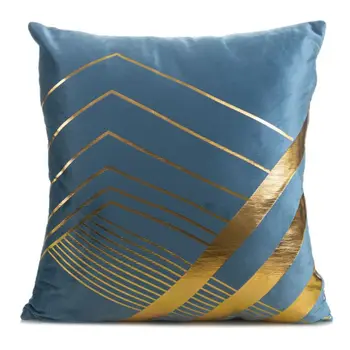 

4Pcs/Set Velvet Solid Cushion Cover Bronzing Gold Stripes Decorative Pillow Case D08F