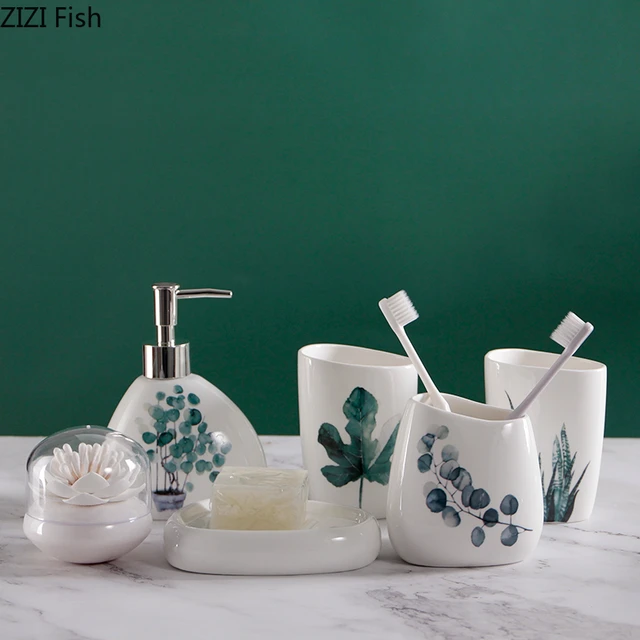 Conjunto de accesorios de baño de cerámica de 5 piezas, juego de accesorios  de baño de cerámica, diseño clásico de accesorios de baño Conjuntos