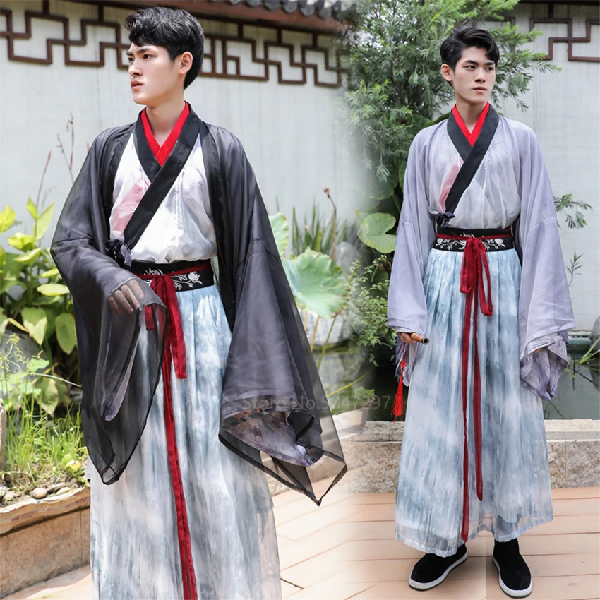 Plus Size Chinese Style Hanfu Dress Men's Modern Hanbok Ancient Tang ...