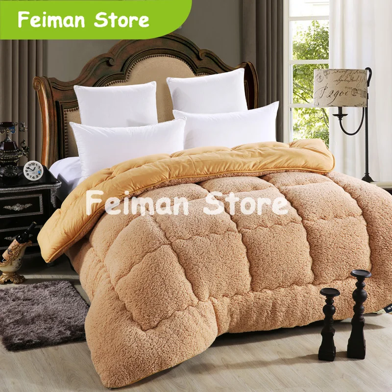 

Quilts cotton patchwork duvets Australian lambs wool Warm comforter camel quilt Thicken warm duvets winter comforter patchwork