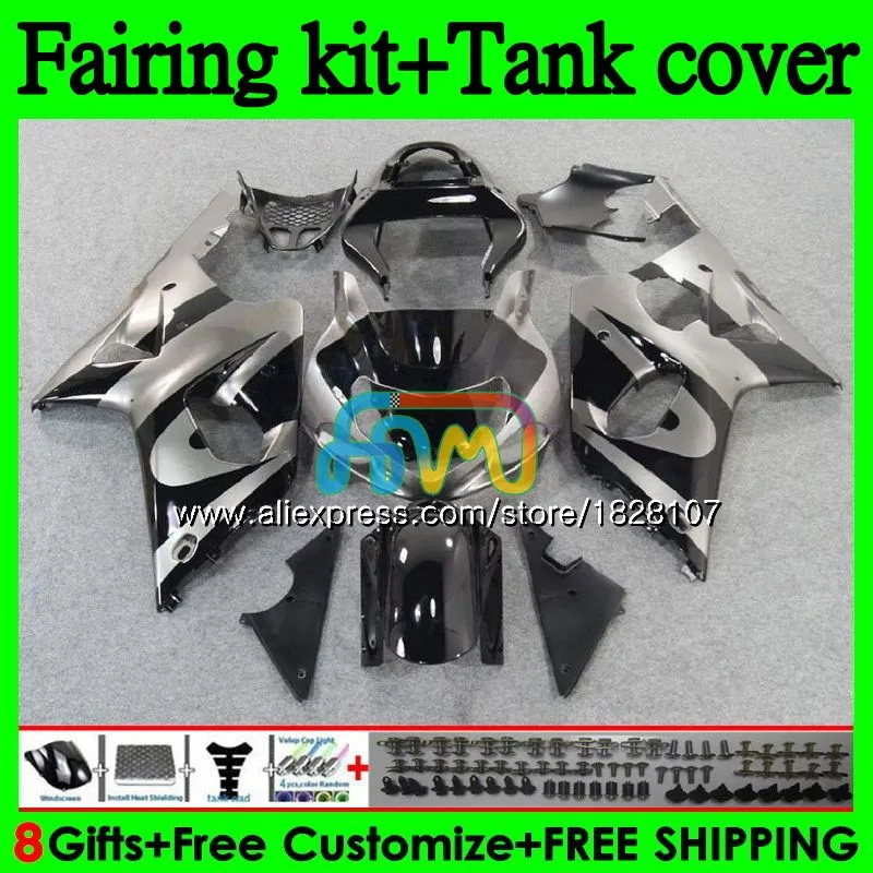 Майка K2 для SUZUKI GSXR1000 GSX R1000 GSX-R1000 96BS. 17 GSXR-1000 GSXR 1000CC 1000 00 01 02 2000 2001 2002 обтекателя серого и черного цветов