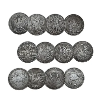 

12pcs Commemorative Coin Twelve Constellations Badge Collection for Gift