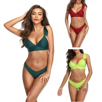 

2020 Brazilian Swimsuit Sexy Women Bikini Ring biquini Push-up Padded Swimwear Summer Swimsuit Beachwear Set купальник женский