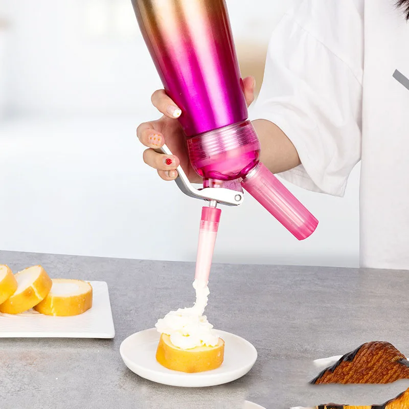 250/500ml rainbow Aluminium Whipped Cream Dispenser Kitchen Cream Whipper Dessert Tools foaming with Nozzles Dropper gift box