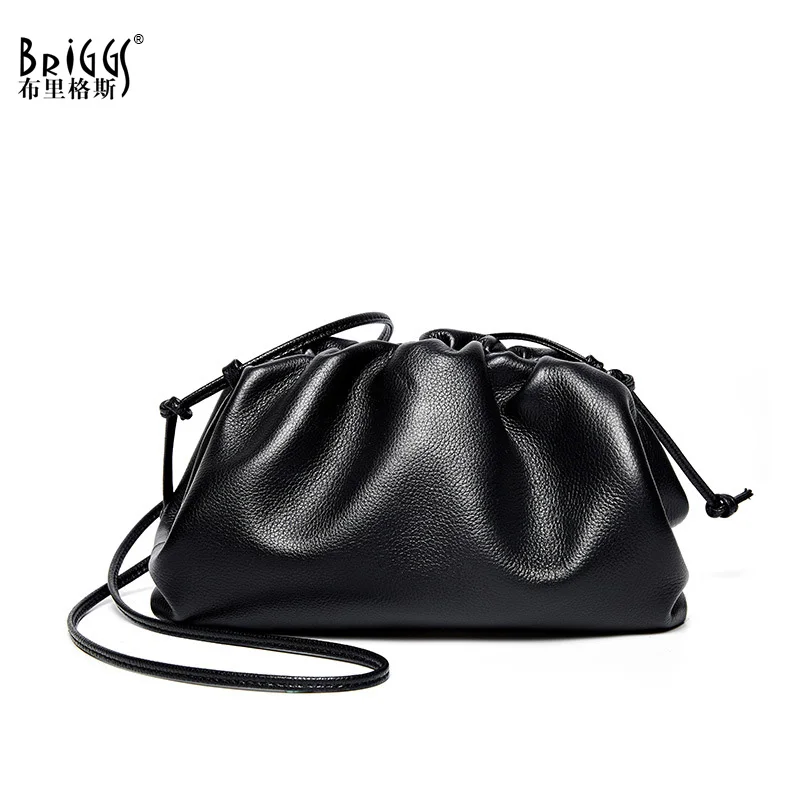 

BRIGGS Ruched Pillow Bag Crossbody Bags For Women Genuine Leather Shoulder Bag Luxury Handbags Women Day Clutch Bags Designer