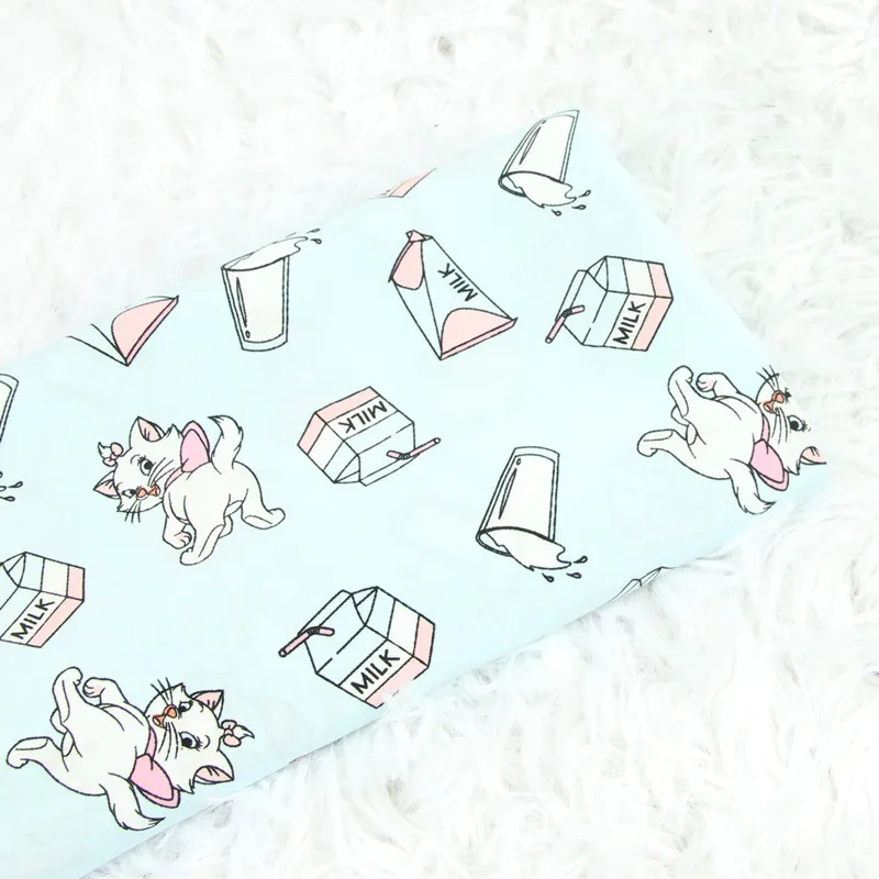 Полуметровое искусственное хлопковое с мультяшным котом, мягкая ткань для одежды, платья, пижамы, материал CR-222