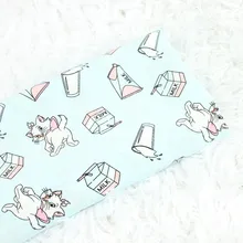 Полуметровое искусственное хлопковое с мультяшным котом, мягкая ткань для одежды, платья, пижамы, материал CR-222