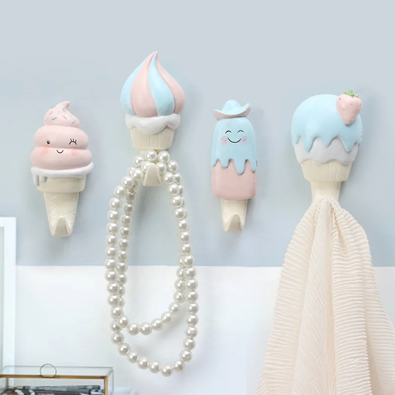 

Ice Cream Hooks Rack Nordic Style Clothes Hanger Wall Mounted Key Hat Hooks Kid Room Wall Decor Children Room Decorative Holder