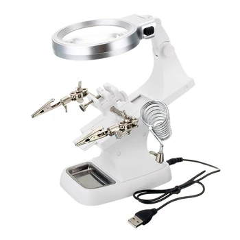 

GTBL Helping Hand LED Magnifying Soldering IRON STAND Lens Magnifier Clamp Tool Kit
