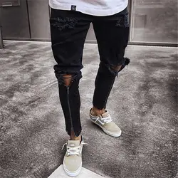 Мужская Молния отверстие брюки-карандаш, джинсы летние дизайнерские модные Homme кнопка для одежды хип хоп Уличная