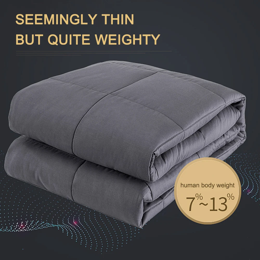 

Weighted Blanket Premium Cotton with Glass Beads Heavy Weighted Blanket for Adults Dark Grey Blanket 120*180 cm 150*200cm