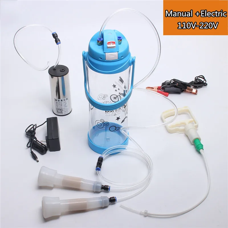 

3L Upgraded Version Double Head Electric Cow Goat Sheep Milking Machine Vacuum Pump Stainless Steel Bucket 220V Milking Machines