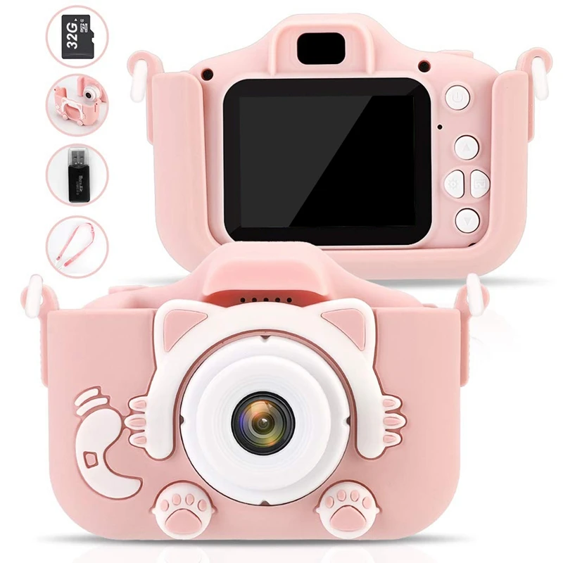  Children's Camera 12.0MP 1080P 2.0 Inch Screen Children's Video with 32GB TF Card Camera Anti-Fall 