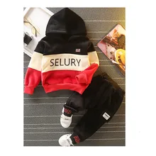 Детская одежда для малышей, зимняя одежда для детей, костюмы для маленьких мальчиков и девочек, в стиле пэчворк Худи и штаны 2 шт./компл., Одежда для младенцев, хлопковый Костюмы спортивный костюм