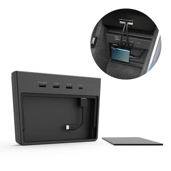 

for Tesla Model 3 Wireless Charging Pad Type-C Connector Center Console Storage Box USB Hub 5 Ports